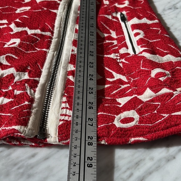 Free People Devil’s Alley Red and White embroidered moto jacket - Picture 13 of 13